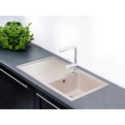 OBI Einbauspüle Quadra Basic 86 Granitverbundwerkstoff Beige -Moderne Küche Verkauf 136434 picture 1 1