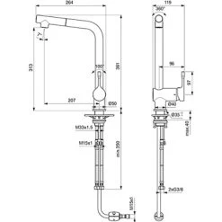 Ideal Standard Küchenarmatur Ceralook H.Auslauf Herausziehbare Handbrause Chrom -Moderne Küche Verkauf 188656 3049 4