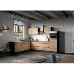 Held Möbel Küchenunterschrank Turin 60 Cm Mit Auszügen Wotaneiche/Graphit -Moderne Küche Verkauf 189404 11016600 AB 06