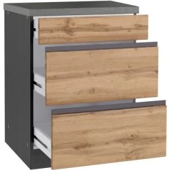 Held Möbel Küchenunterschrank Turin 60 Cm Mit Auszügen Wotaneiche/Graphit -Moderne Küche Verkauf 189404 11016600 S 03