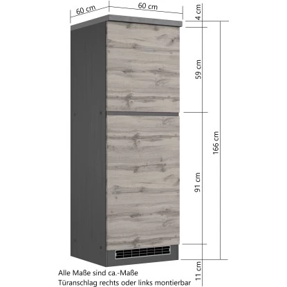Held Möbel Kühlschrankumbauschrank Turin 60 Cm Wotaneiche/Graphit 6 Held Möbel Kühlschrankumbauschrank Turin 60 Cm Wotaneiche/Graphit – Bild 4