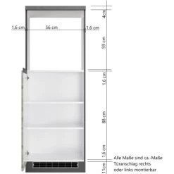 Held Möbel Ofenumbauschrank Turin 60 Cm Graphit/Wotaneiche -Moderne Küche Verkauf 189537 11016600 VM 08