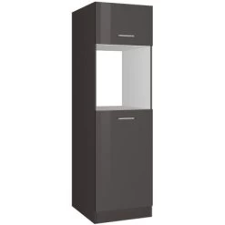 Held Möbel Ofenumbauschrank Mailand 60 Cm Hochglanz Graphit/Graphit