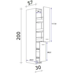 Flex-Well Apothekerschrank 30 Cm Arizona Quarz Cubanit-San Remo Eiche -Moderne Küche Verkauf 247350 4051 5 11