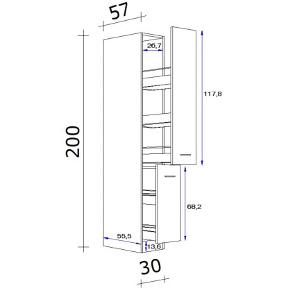 Flex-Well Exclusiv Apotheker-Hochschrank Vintea 30cm Magnolie Matt-Lancelot Oak 4 Flex-Well Exclusiv Apotheker-Hochschrank Vintea 30cm Magnolie Matt-Lancelot Oak – Bild 2