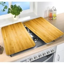 Wenko Herdabdeckplatten Universal Holz-Optik 2er Set Braun -Moderne Küche Verkauf 4008838228302 1068 03