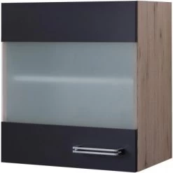 Flex-Well Exclusiv Glas-Hängeschrank Lara 50 Cm Anthrazit-San Remo Eiche