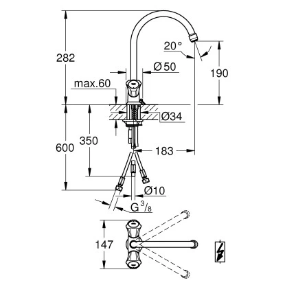 Grohe Spültisch-Einlochbatterie Costa Chrom 4 Grohe Spültisch-Einlochbatterie Costa Chrom – Bild 2