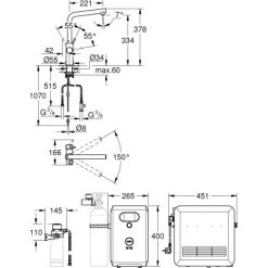 Grohe Mono Armatur Set Blue Professional Supersteel -Moderne Küche Verkauf 5288709 4520 100096118 2