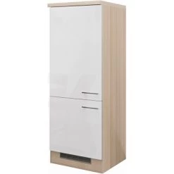 Flex-Well Exclusiv Demi-Geräteumbauschrank Abaco 60 Cm Perlmutt Glänzend-Akazie