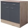 Flex-Well Exclusiv Unterschrank Morena 80 Cm Basaltgrau Matt - San Remo Eiche -Moderne Küche Verkauf 756480 4051 us80morena