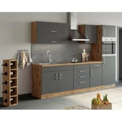 Held Möbel Hängeschrank Sorrento BxHxT 50 X 57 X 34 Cm Anthrazit-Wotaneiche -Moderne Küche Verkauf 853740 11016600 10