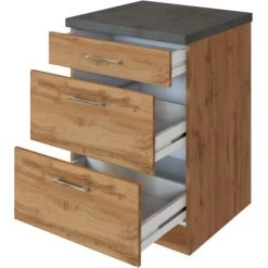 Held Möbel Auszugsschrank Sorrento 50 X 85 X 60 Cm 1 Schubk. 2 Ausz. Wotaneiche -Moderne Küche Verkauf 853782 11016600 3