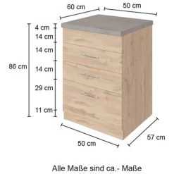 Held Möbel Auszugsschrank Sorrento 50 X 85 X 60 Cm 1 Schubk. 2 Ausz. Wotaneiche -Moderne Küche Verkauf 853782 11016600 4