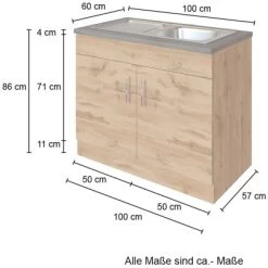 Held Möbel Spülenschrank Sorrento B100 X H85 X T60 Cm 2 Türen Wotaneiche 20 Held Möbel Spülenschrank Sorrento B100 X H85 X T60 Cm 2 Türen Wotaneiche -Moderne Küche Verkauf 853819 11016600 4