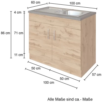 Held Möbel Spülenschrank Sorrento B100 X H85 X T60 Cm 2 Türen Wotaneiche 6 Held Möbel Spülenschrank Sorrento B100 X H85 X T60 Cm 2 Türen Wotaneiche – Bild 4