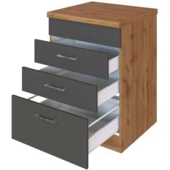 Held Möbel Kochfeldumbauschrank Sorrento 60 X 85 X 60 Cm 2 SK 1 AZ Anthr.-Wotan. -Moderne Küche Verkauf 853848 11016600 3