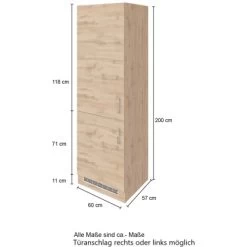 Held Möbel Kühl-Gefrierschrankumbau Sorrento B60x H200x T60 Cm Wotanei.-Grafit -Moderne Küche Verkauf 853928 11016600 4
