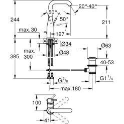 Grohe Einhand-Waschtischbatterie Essence L-Size Cool Sunrise 7 Grohe Einhand-Waschtischbatterie Essence L-Size Cool Sunrise -Moderne Küche Verkauf 963974 4520 2042195